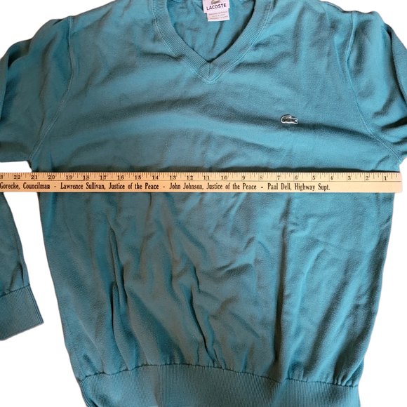 Lacoste Mens Turquoise Green V Neck Long Sleeve Classic Pullover Sweater Size‎ 6 - Picture 6 of 6